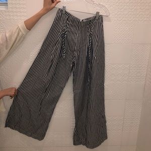 Wide-Leg Pinstripe High-Waisted Pants